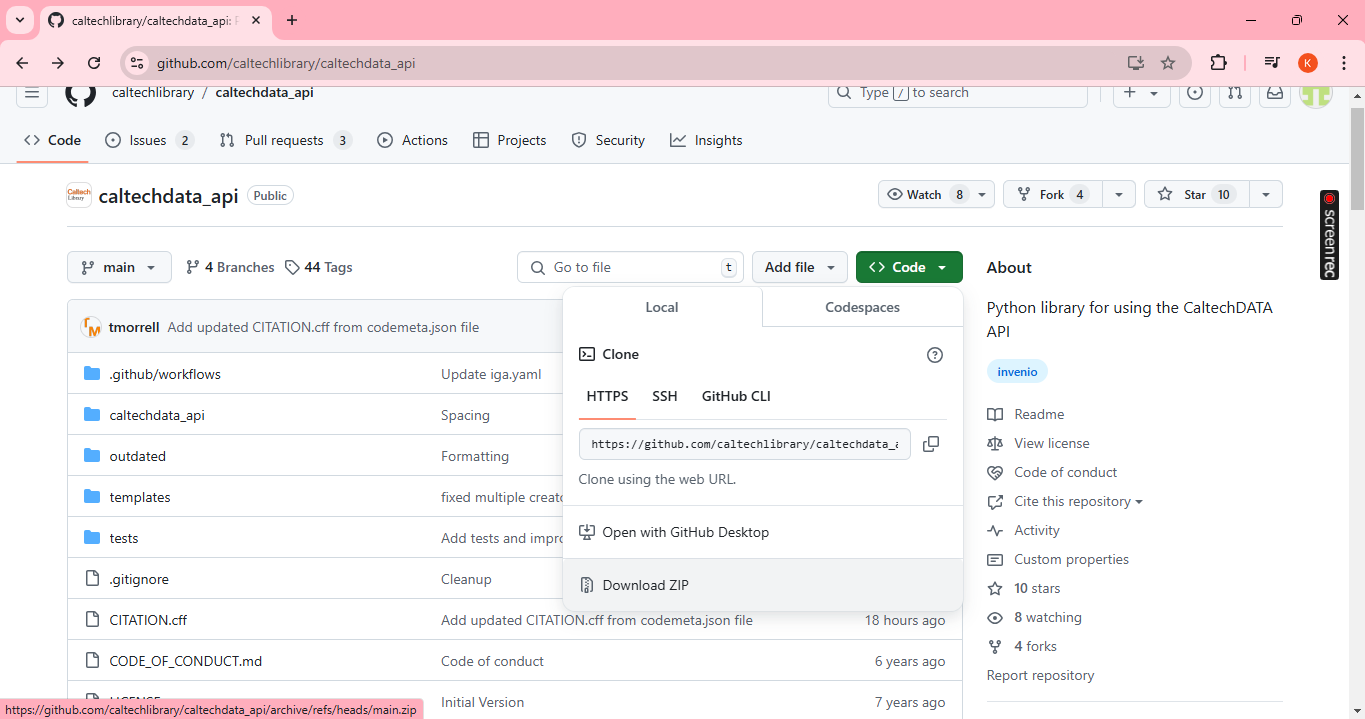 Interface with a Download xip button